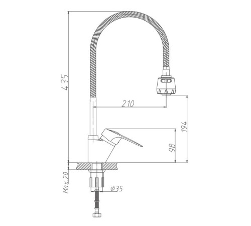 Смеситель для кухни Haiba HB4304-3, хром
