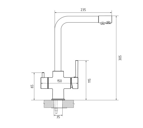 Смеситель для кухни с подключением фильтра GranFestGF-Z-5423, песочный