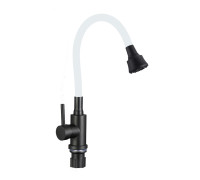 Смеситель для кухни с гибким изливом и режимом душ Fmark FS8288H-022, черный/белый