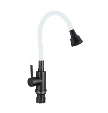 Смеситель для кухни с гибким изливом и режимом душ Fmark FS8288H-022, черный/белый