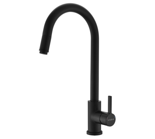 Смеситель для кухни с выдвижным изливом Voda Vessel Black VSL519B, черный