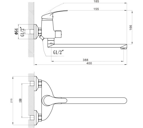 Смеситель для ванны Savol S-T2201, хром