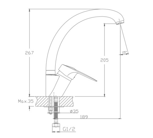 Смеситель для кухни Haiba HB4113-1, серый