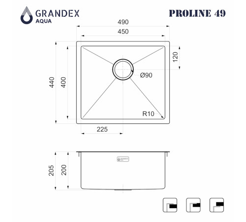 Кухонная мойка Grandex Aqua Proline 5040601, золото