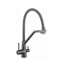 Смеситель для кухни с подключением фильтра воды Fmark FS0762Q-V2, графит/серый