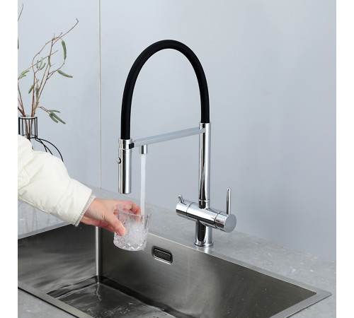 Смеситель для кухни с гибким изливом и подключением фильтра GAPPO G4397-80, хром