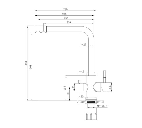 Смеситель для кухни с подключением фильтра WesnaArt EKO05-151Black, черный