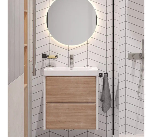 Тумба под раковину подвесная Velvex Gesso tp.GES.9696.60.2Y белый матовый/дуб сонома, 60 см