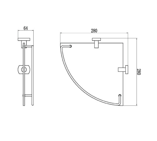 Полка угловая стеклянная Savol S-009973, хром