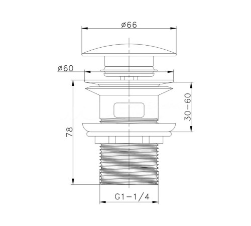 Донный клапан для раковины с переливом Maretti AC19P24015, хром