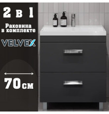 Тумба с раковиной напольная Velvex Orlando tn.ORL.CLA.70.2Y графит, 70 см