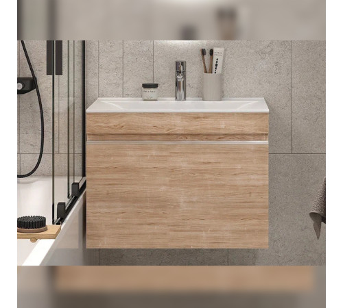 Тумба с раковиной подвесная Velvex Pulsus tp.PUL.PUL.70.1Y дуб сонома, 70 см