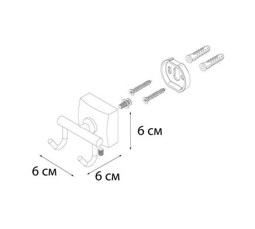 Двойной крючок для ванной FIXSEN KVADRO FX-61305B, хром
