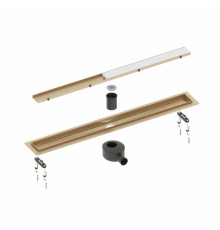 Душевой лоток (двухсторонняя решетка) TIMO Drain System DS230210/17, матовое золото