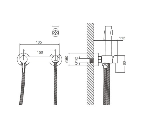 Гигиенический душ со смесителем BELZ B55803-5, брашированное золото