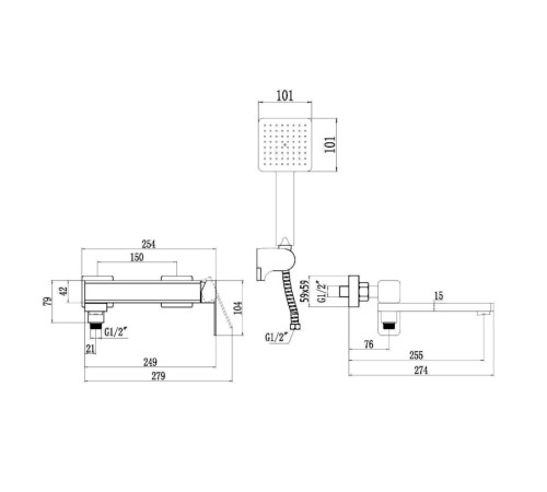 Смеситель для ванны Fmark FS8724-22HB, розовое золото
