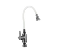 Смеситель для кухни с гибким изливом и режимом душ Fmark FS8277Q-02, графит/белый