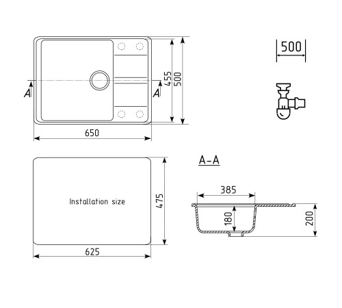 Кухонная мойка Ulgran Quartz Prima 650-06, трюфель
