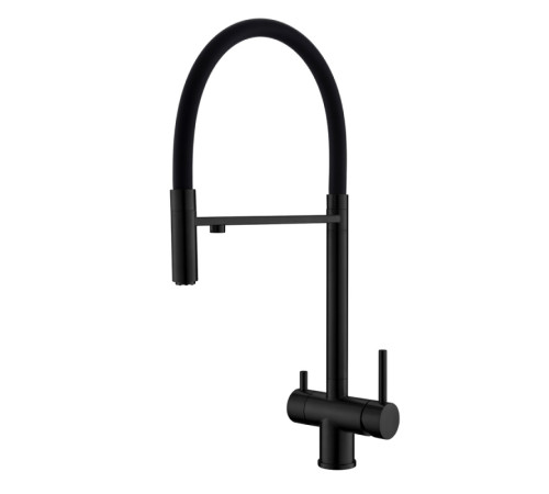 Смеситель для кухни с гибким изливом и подключением фильтра WesnaArt EKO05-160MatBlack, черный