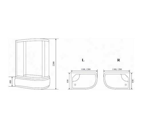 Душевая кабина Timo Comfort Fabric Glass T-8820LF, 120x85x220