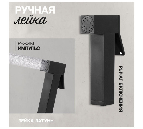 Гигиенический душ со смесителем встраиваемый Hansberge H3077BL, черный
