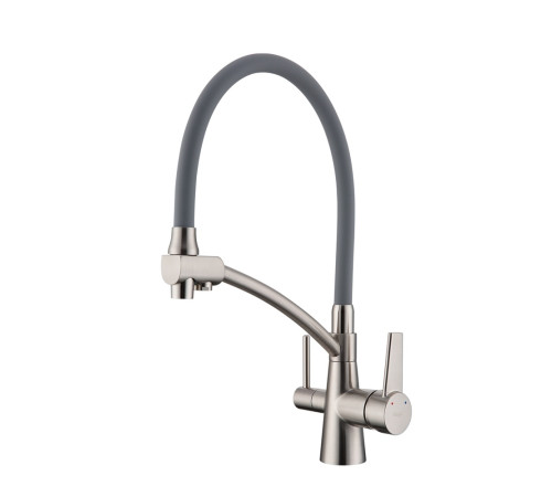 Смеситель Raglo R80.621.05 для кухни с подключением к фильтру съёмный гибкий излив, сатин