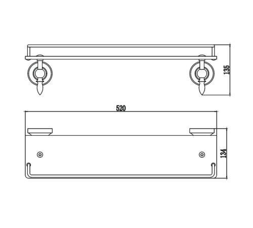 Полка стеклянная Savol S-06891A, хром