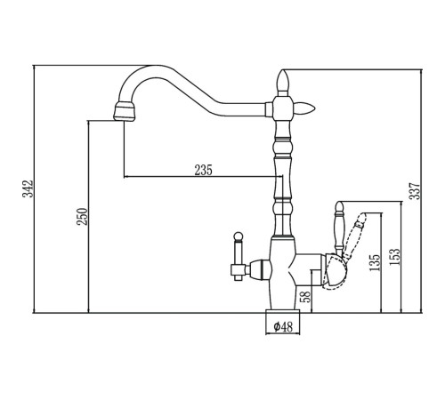 Смеситель для кухни с подключением к фильтру Savol S-L1803C, бронза