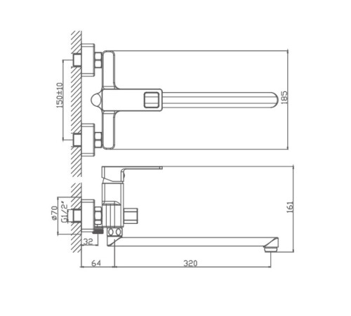 Смеситель для ванны Haiba HB22615, хром