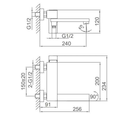 Смеситель для ванны FRAP F3291, хром