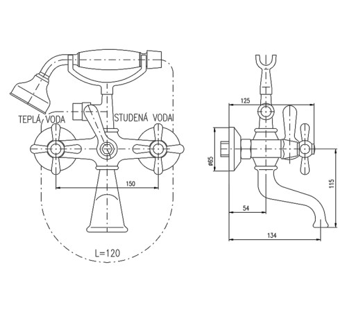 Смеситель для ванны Rav Slezak Morava MK559.5/2SM
