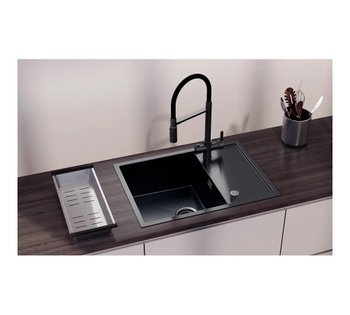 Кухонная мойка Ulgran Steel 680x500, вороненая сталь