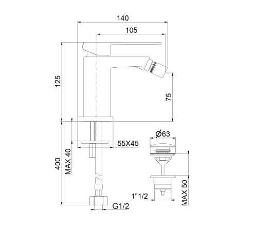 Смеситель для биде Fiore KUBE 100NN8535, черный