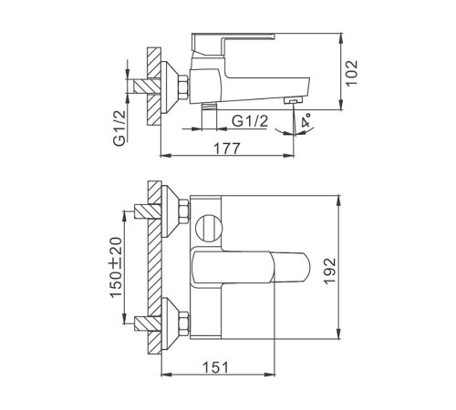 Смеситель для ванны FRAP F3273, хром