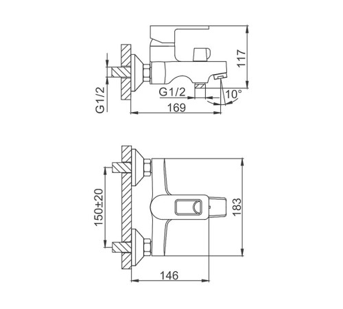 Смеситель для ванны FRUD R32072, хром