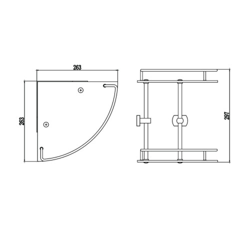 Полка угловая стеклянная Savol S-099322, хром
