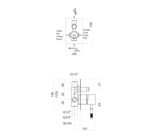 Смеситель для душа встраиваемый Webert Rimini RI860101015, хром