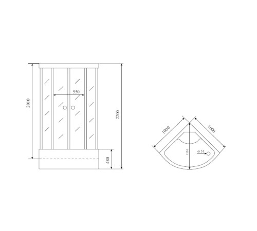 Душевая кабина Timo Comfort Fabric Glass T-8800F, 100x100x220