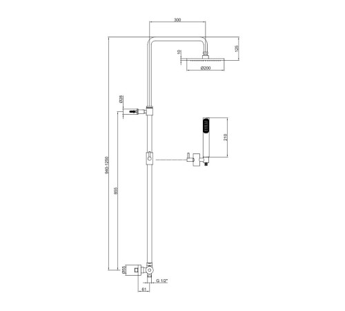 Душевая система с термостатом Webert Elio EL980507560METAL, черный