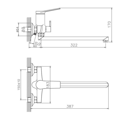 Смеситель для ванны Haiba HB22572, хром
