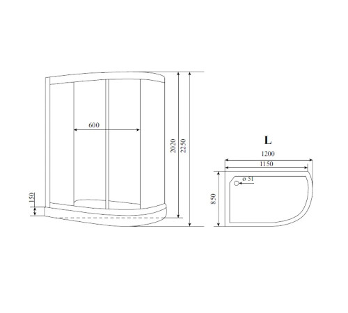 Душевая кабина Timo Comfort Fabric Glass T-8802LF, 120x85x220