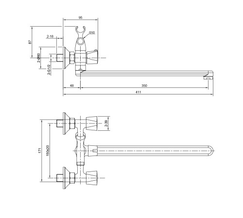 Смеситель для ванны WesnaArt TEPLO TEP04-320, хром