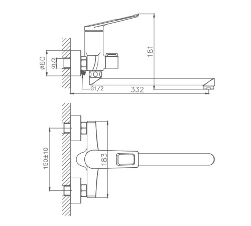 Смеситель для ванны Haiba HB22595, хром