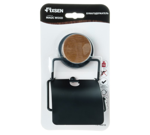 Держатель для туалетной бумаги FIXSEN MAGIC WOOD FX-46010, черный/коричневый