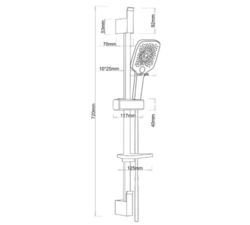 Душевой гарнитур ESKO SSS1303SQ, хром