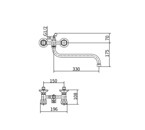 Смеситель для ванны PLstart PL2218-8, хром/белый