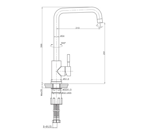 Смеситель для кухни Raiber RPG-013, золото