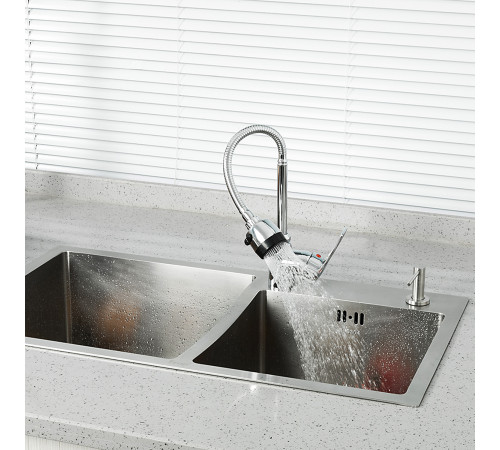 Смеситель для кухни с гибким изливом и режимом душ FRUD R42055-1, хром