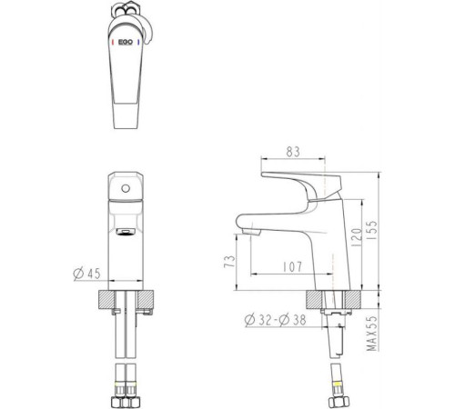 Смеситель для раковины Bravat VEGA F1119177CP, хром