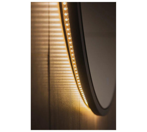 Зеркало Dreja SHINE 80х80 см, метал. рама, графит, беск. сенсор,  LED-подсветка, диммер